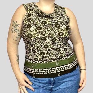 Vintage 90s floral cowl neck sleeveless blouse